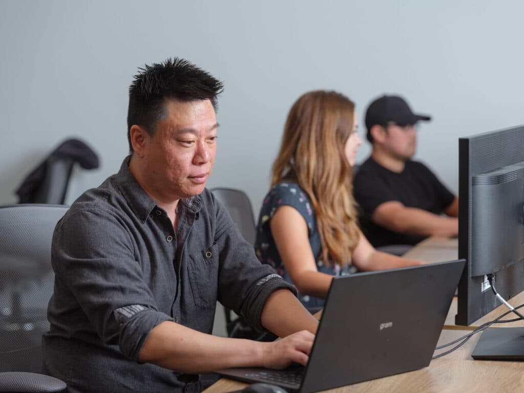 team working at desks