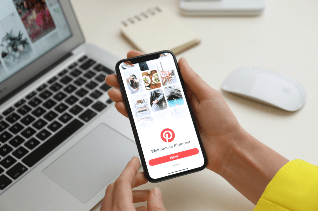 mobile device with pinterest open